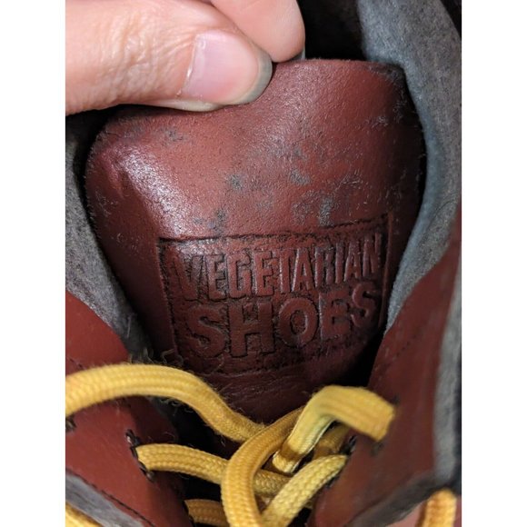 Vegetarian Shoes Combat 8-Eye Tall Boots Dark Red Men's US 14 Handmade In UK - Picture 12 of 16